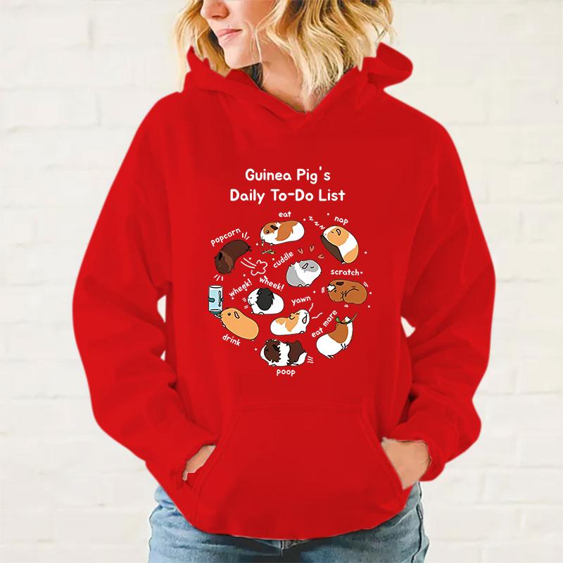 Funny Guinea Pig Daily To Do List Print Hoodie Fashion Women Men Casual Pullover Hoodies Ladies Sweatshirt