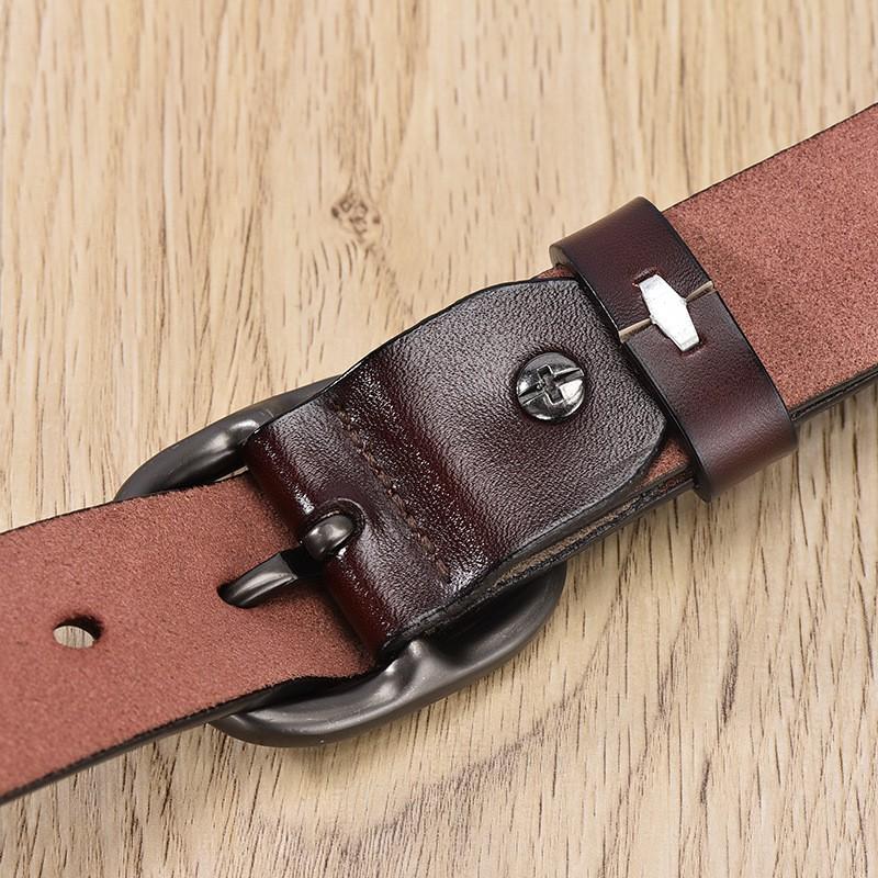 Womens Genuine Leather Belt With Pin Buckle Slim Width Business Casual Waistband Office Everyday Wear