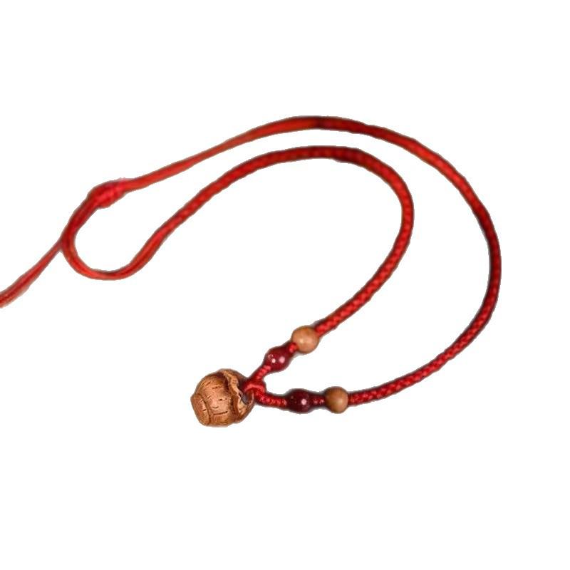 Peach Wood & Red String Necklace with Peach Pit Pendant - Suitable for Infants, Adults, and Ben Ming Year.
