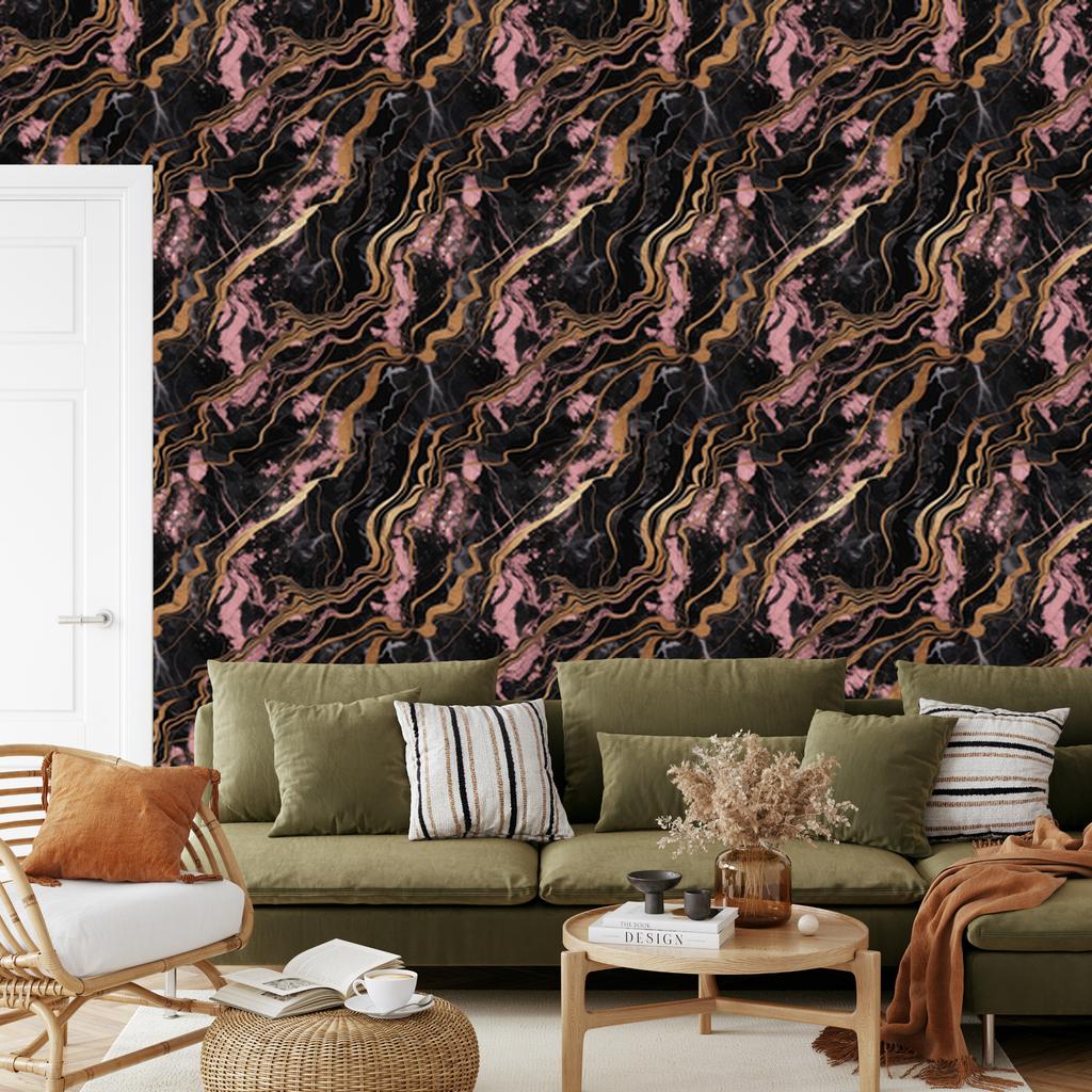 Rust and Burgundy Marble Wallpaper for Living Room and Bedroom 50x1000