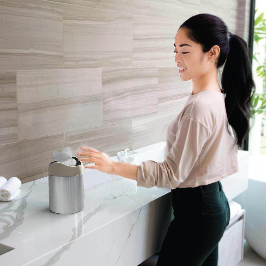 Simplehuman Mini Tabletop Trash Can, 1.5L, Stainless Steel, with Lid, CW2084