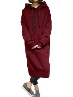 Übergröße Damen Einfarbig Langarm Lässiges Sweatshirt und Windbreaker Mantel