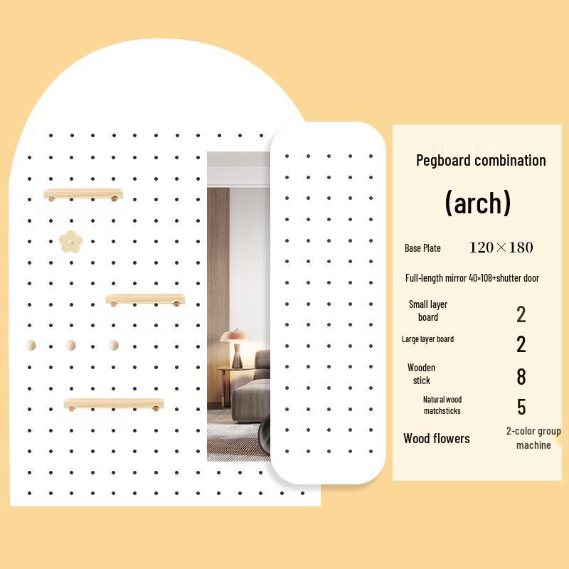 Solid Wood Pegboard Rack: Wall-Mounted & Desktop Storage Display for Entrance Hallway
