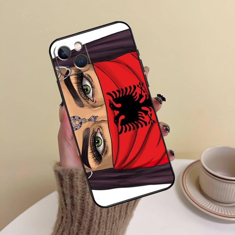 Albania Flag Phone Case For iPhone 16 Pro Max 14 13 12 11 15 17 Pro Max Mini Plus 16e 17 Air Cover Funda
