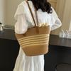 Stroh gewebte Einkaufstasche große Kapazität Damen Tasche Strandtasche Schultertasche
