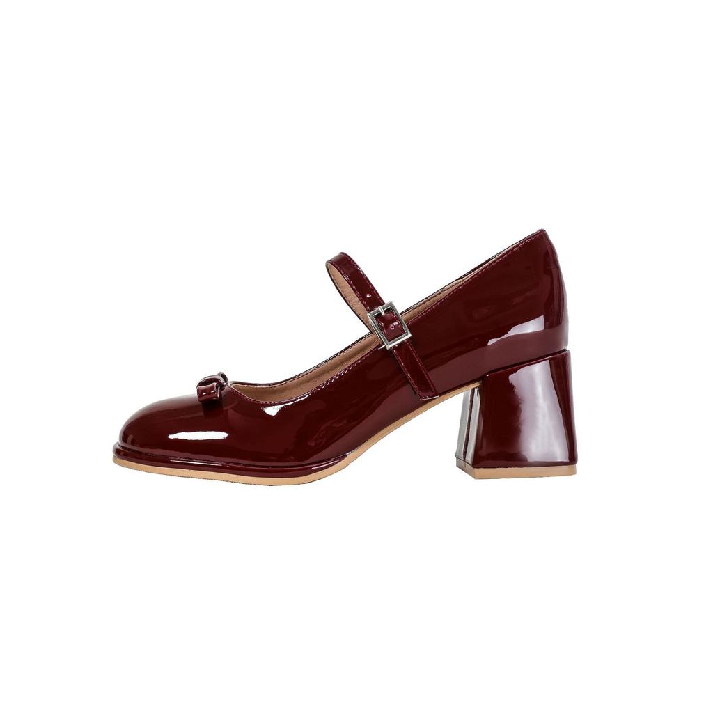 New Design Mary Jane Shoes Buckle Pumps Women Elegant Shallow Hollow Thick Heel Casual Shoes Ladies Office Party Leather Shoes