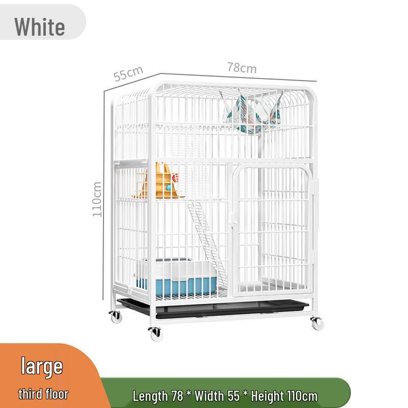 Three-Level Cat Villa: Spacious Square Tube Breeding Cage with Cat Bed