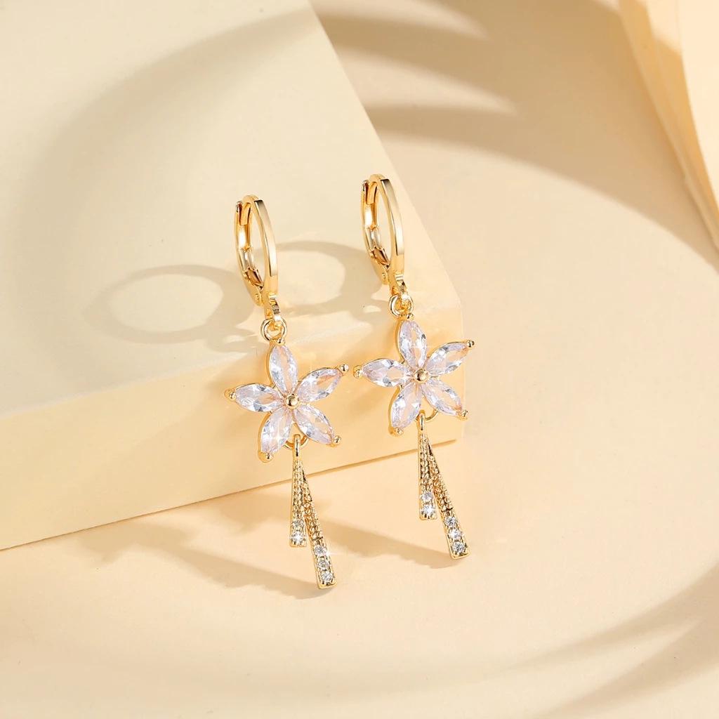 

Exquisite Zircon-Embellished Floral Tassel Earrings for Women - High-End, Versatile, Luxury Trend for 2025