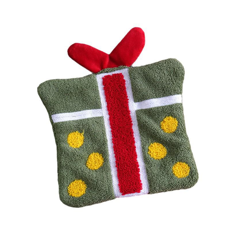 Christmas Shape Hangable Thickened Coral Fleece Hand Towel for Bathroom & Kitchen