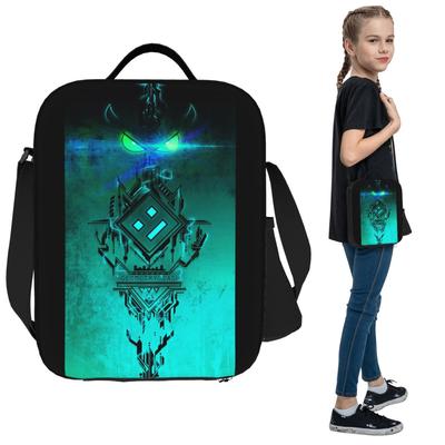 Video Game Geometry Dash Insulated Lunch Bag for Kids School Cooler Thermal Food Box Tote Portable Lunch Boxes Container