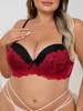 Große Größen BH CD-Körbchen Spitze Kontrast Damen Unterwäsche Sexy Komfort Push-Up Französisch Elegant Tägliche Kleidung