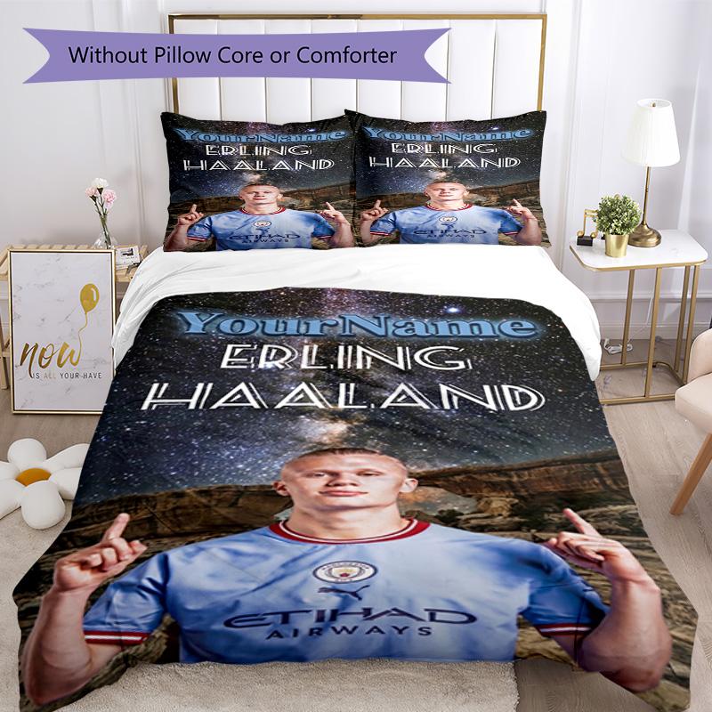 Haaland 167 Customize Your Name Bedding Set Breathable Duvet Cover with Pillowcases Home Decoration Birthday Gift