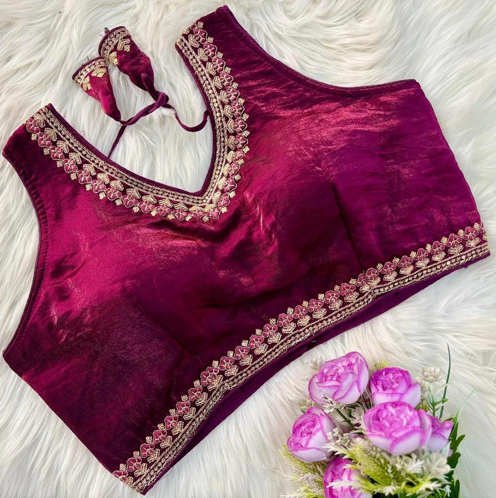 Blusa sin mangas de mezcla de seda para mujer Ropa de fiesta india Diseñador Étnico Choli