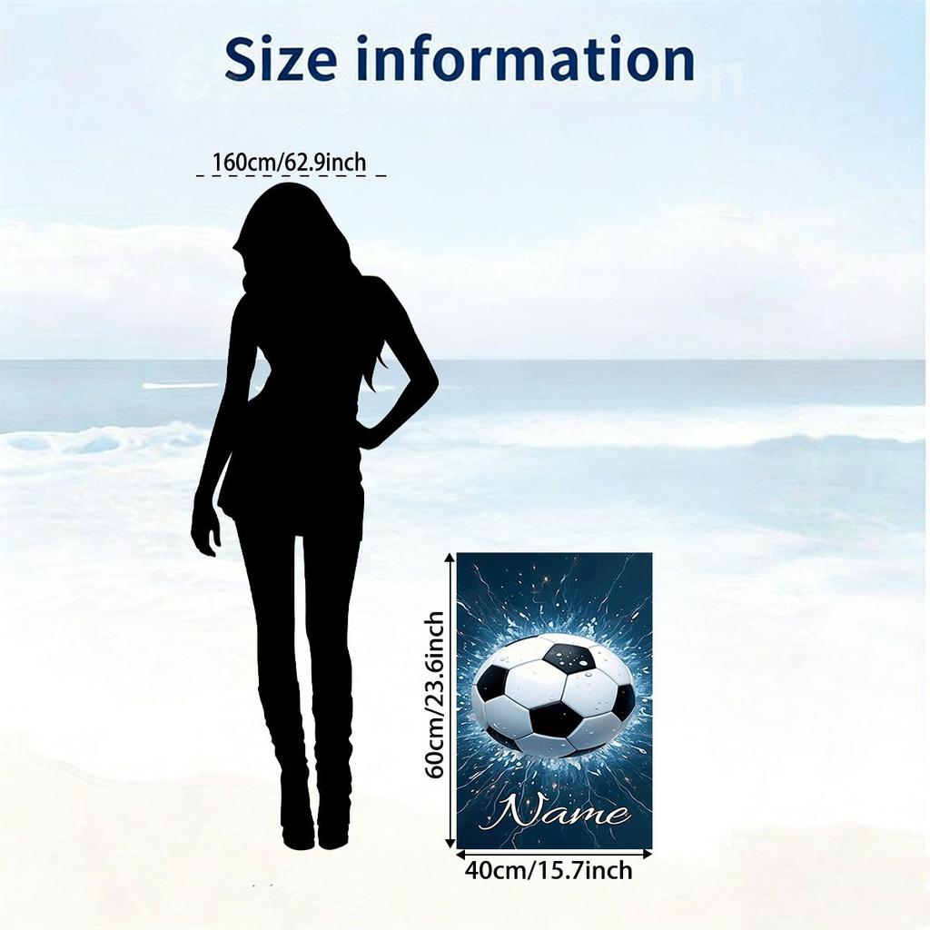 Toalla de Playa de Fútbol Personalizada Nombre Salpicadura de Agua Balompié 160x80cm Toallas de Baño de Microfibra Todas las Estaciones Suave Absorbente