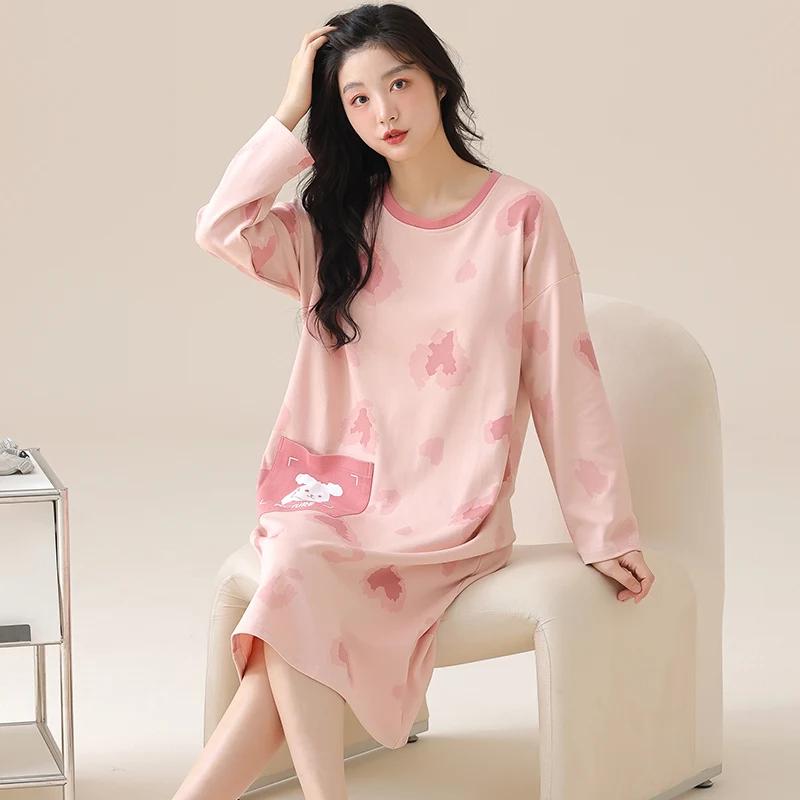 Pink Large Size Autumn and Winter Long Sleeve Cute Pajamas Kawaii Pajamas Soft Pajamas Girls Pajamas Comfortable
