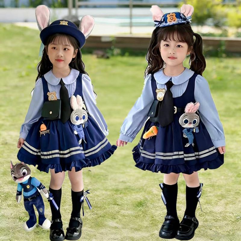 Kids Judy Hopps Costume Set with Princess Dress and Full Accessories