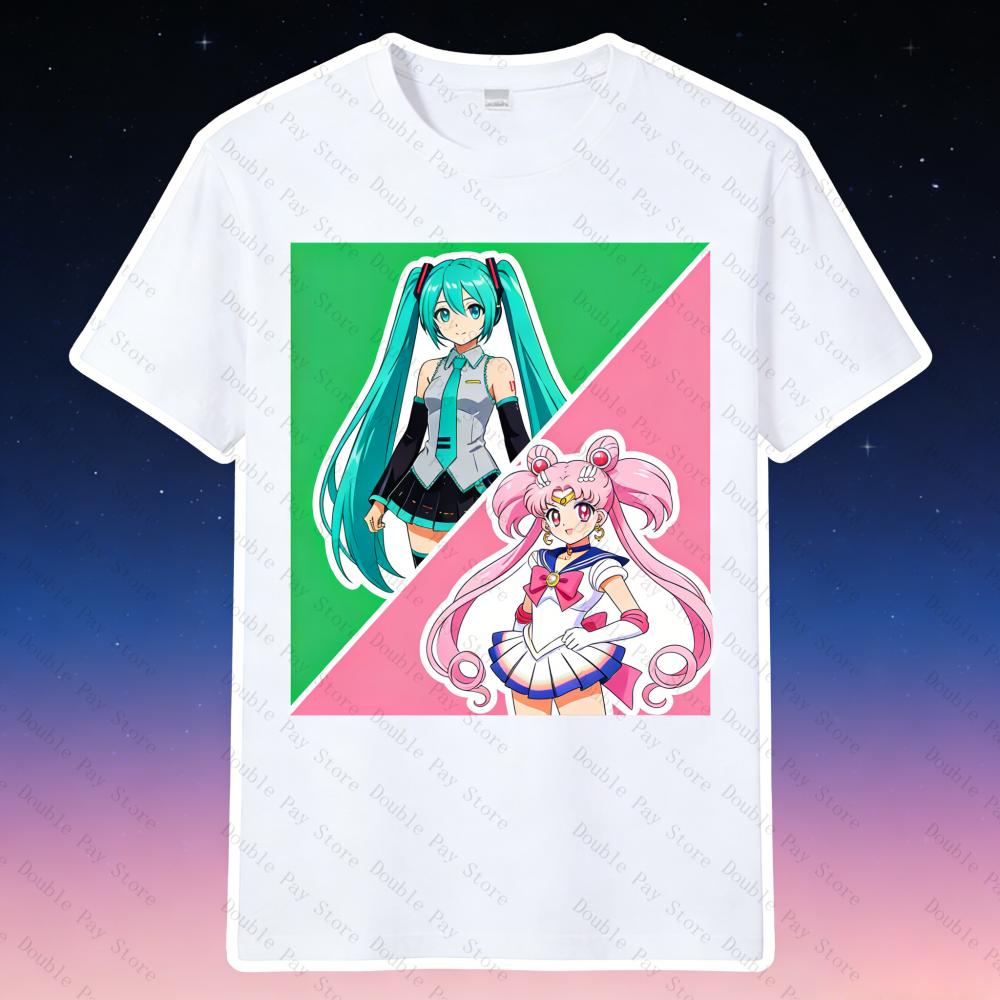 

Sailor Moon Hatsune Miku Anime Graphic T Shirt Summer Cotton Unisex Women Tee Streetwear Casual Trend Short Sleeve Couple Tops 4XL