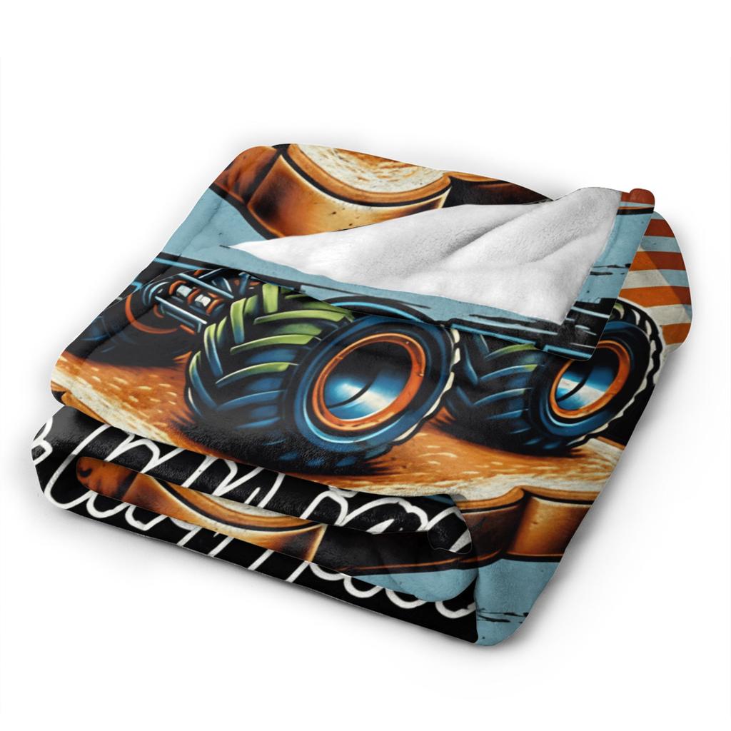 Monster Trucks Are My Jam Flannel Blanket Winter Super Warm Throw Girls Boys Bedroom Street Trend Bedspread Sofa Bed Cover