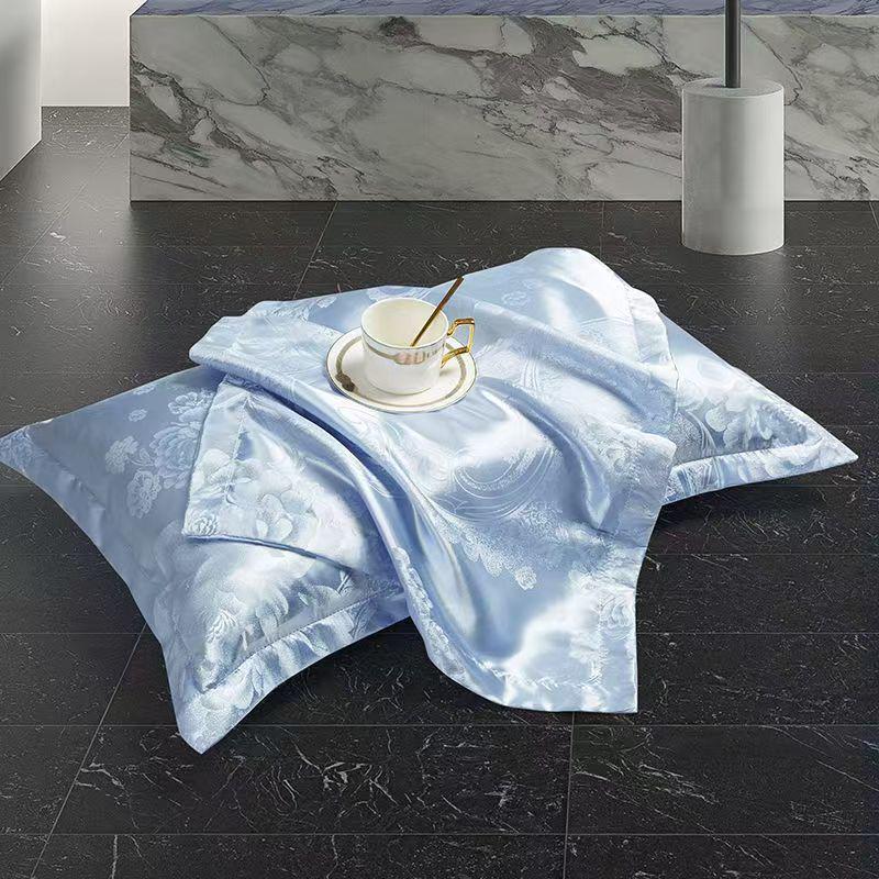 European Satin Jacquard Pillowcase - Soft, High-End Tribute Cover for Adults, 48×74cm