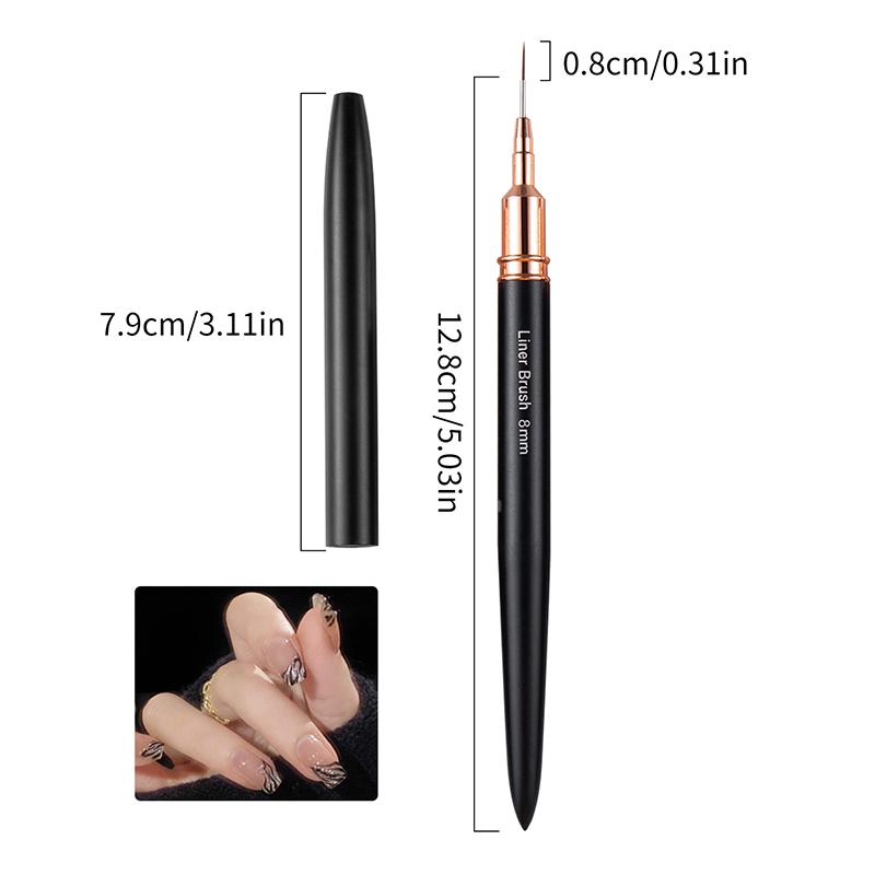 Πινέλο Γραμμής Νυχιών DIY Σχεδίασης Ζωγραφικής Λουλουδιών Γραμμών Ριγών 4mm-25mm Μεταλλική Λαβή Πινέλο Nail Art Με Κάλυμμα Πινέλα Νυχιών