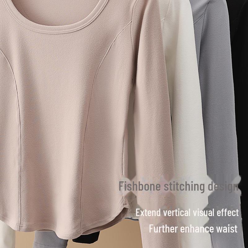 Women's Cationic Thermal Underwear Plus Velvet Long Sleeve Shirt for Fall/Winter