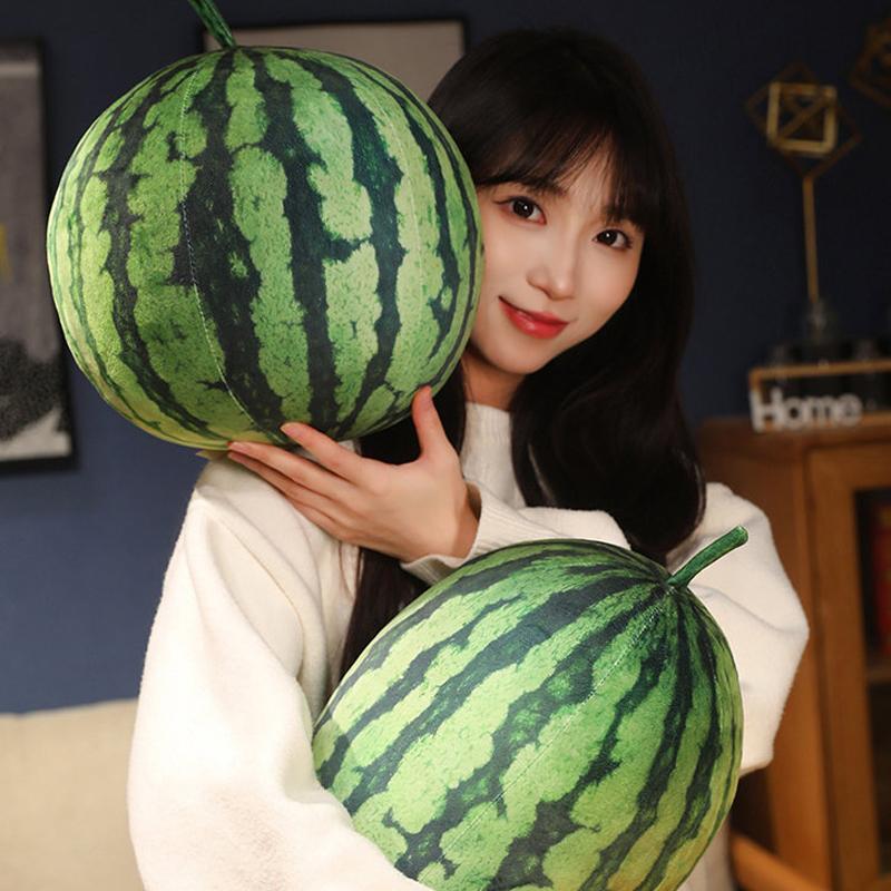 Adorable 3D Watermelon Plush Sofa Pillow Reallife Fruits Cushion Simulation Watermelon Stuffed Soft Pillow Home Decor Gift