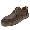 Fashion Men Leather Casual Shoes High Quality Minimalist Style Lace-up Walking Shoes Non-Slip Wear-Resistant Men's Office Dress Shoes