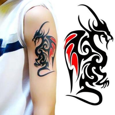 2Pcs Water Transfer Fake Tattoos Disposable Waterproof Temporary Black Dragon Totem Stickers for Women Men Sexy Body Art