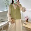 Autumn Sweater Vest Women Beaded Preppy Style Thin Sleeveless Knit Cardigan Waistcoat