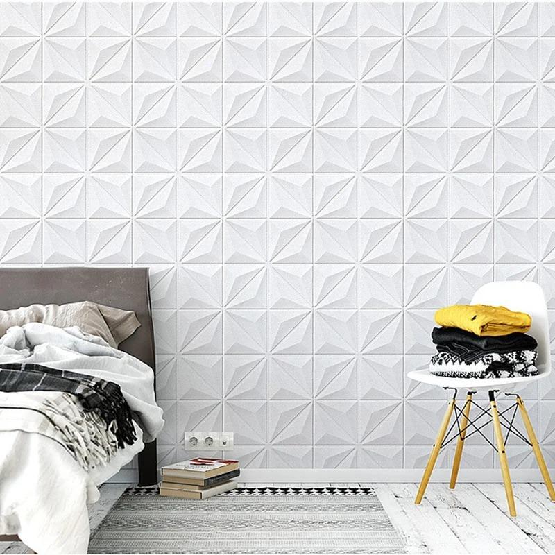 35*35cm 3d Self-adhesive Wall Stickers Ceiling Background Foam Waterproof Anti-collision Wallpaper Room Decor Warm Decoration