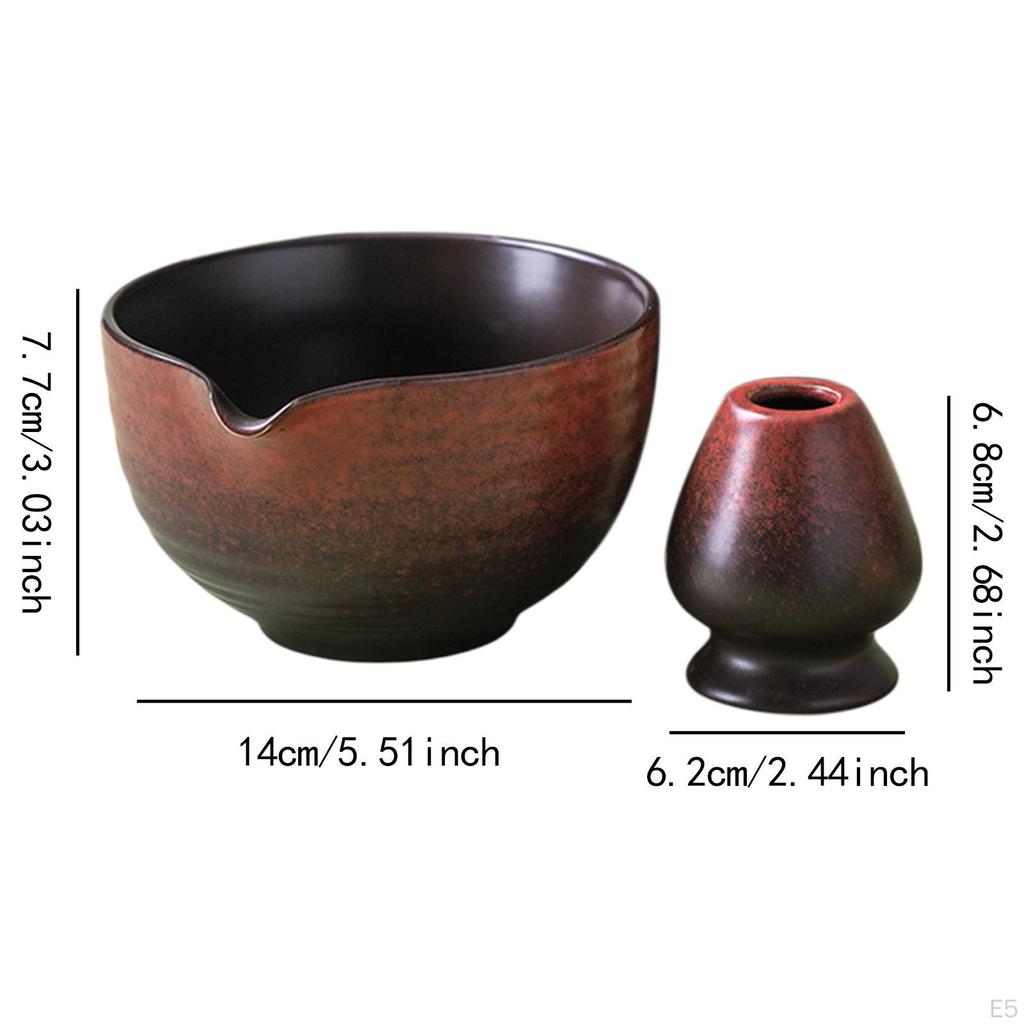 Japanische Matcha-Schüssel mit Schneebesenhalter, 430 ml, Keramiktasse für Büro und Schlafzimmer