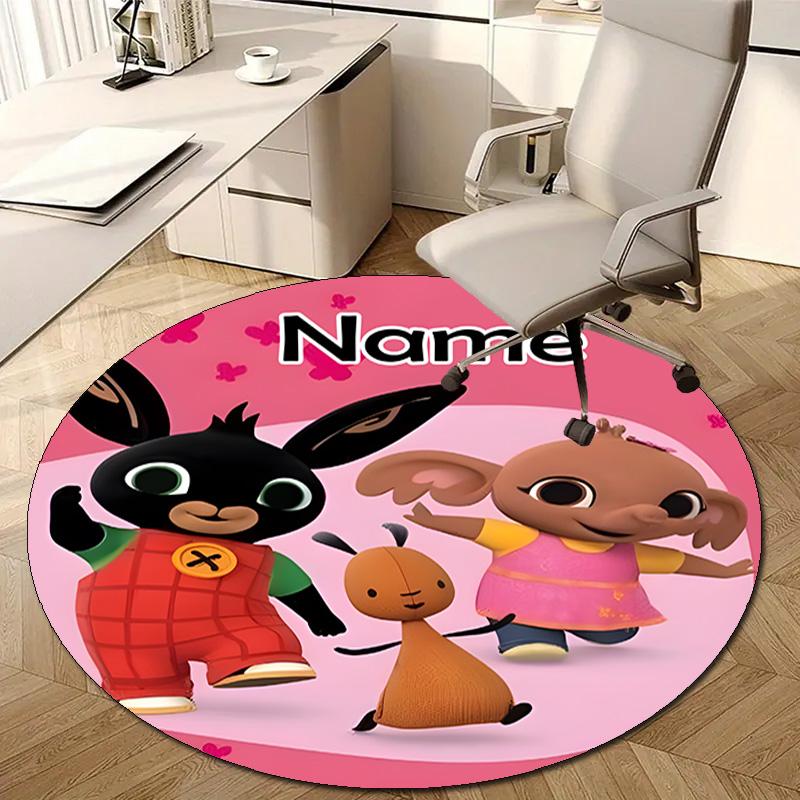 Personalized B-Bing Bunny Round Chair Office Rug - Perfect for Mat, Office Chair & More - Ideal Gift for Birthdays and Holidays