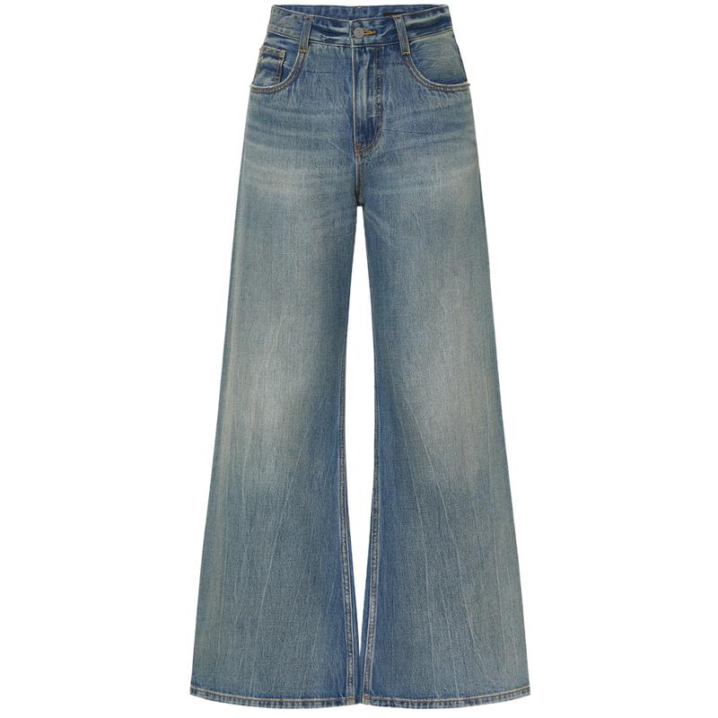 

MO&Co. Летние бесшовные джинсы из винтажного хлопка с широкими штанинами M