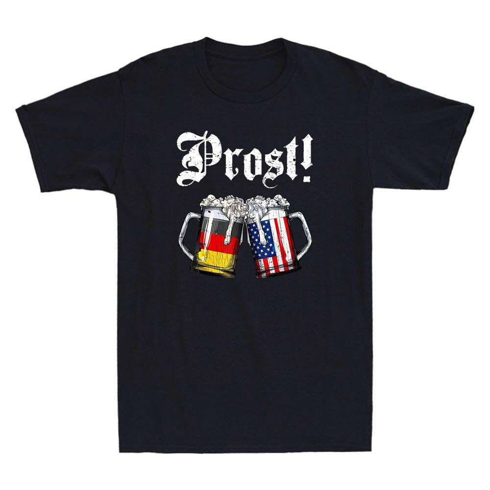 Prost Beer German American Flag Oktoberfest Men Mug Funny Vintage Men s T-Shirt M