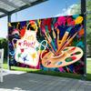 2D Printed Colorful Paint Splatter Background for Art Class Photoshoot