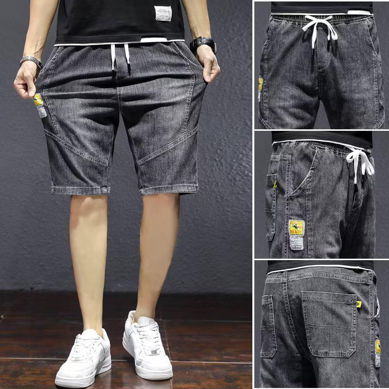 2026 Men s Slim Korean-Style Denim Shorts: Trendy, Casual Fashion M серый
