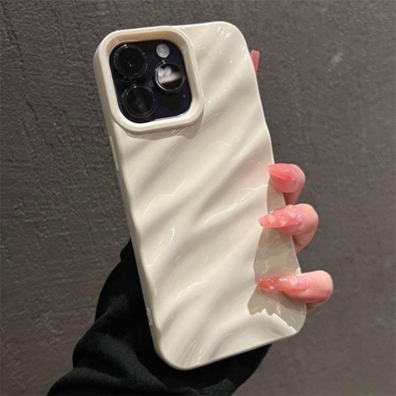 Luxury Plating 3D Wavy Texture Soft Phone Case For iPhone 17 Air 16 E 15 14 Plus 13 12 11 Pro Max Glossy Shockproof Bumper Cover