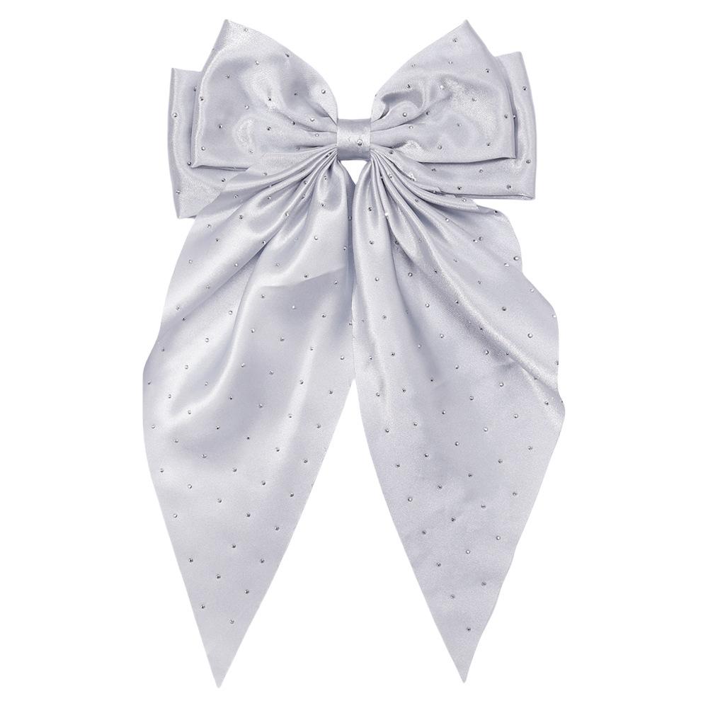 6-piece Set of Rhinestone Starry Sky Bow Hair Clips, Rhinestone Back Head Top Clip, Ribbon Bow Spring Clip