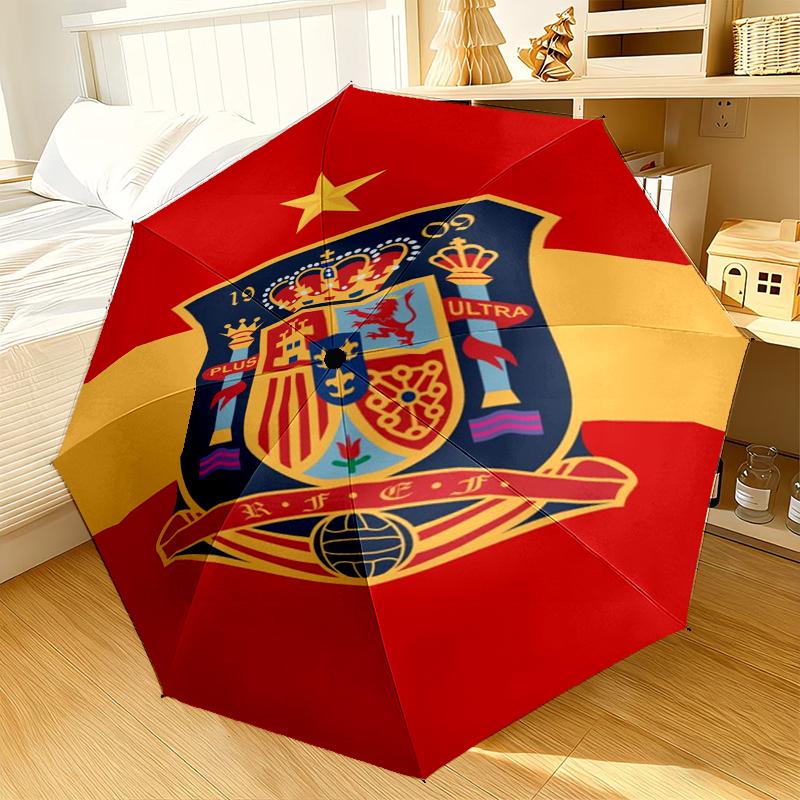 Spain Football Crest Umbrella 8-Frame for Travel, camping, Casual Lightweight Portable Umbrella, Essential for every family Holidays Gift