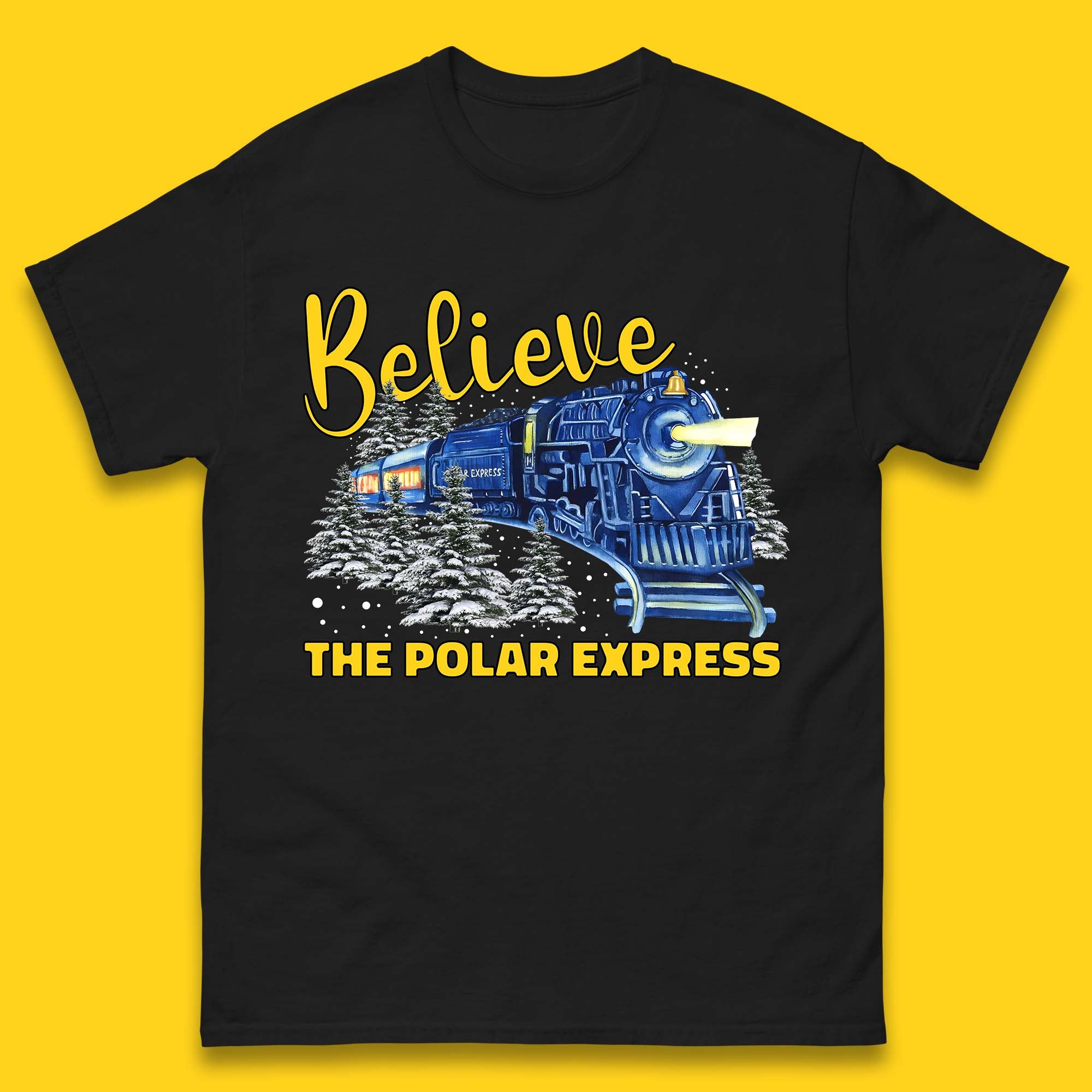 Believe The Polar Express Christmas Train Mens T-Shirt Womens Tops Tees S