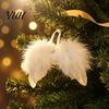 Holiday Party Props 10Pcs White Feather Angel Wings Ornament for Christmas Tree Decoration, Soft Fluffy Hanging Pendant with Lanyard Parties And Baby