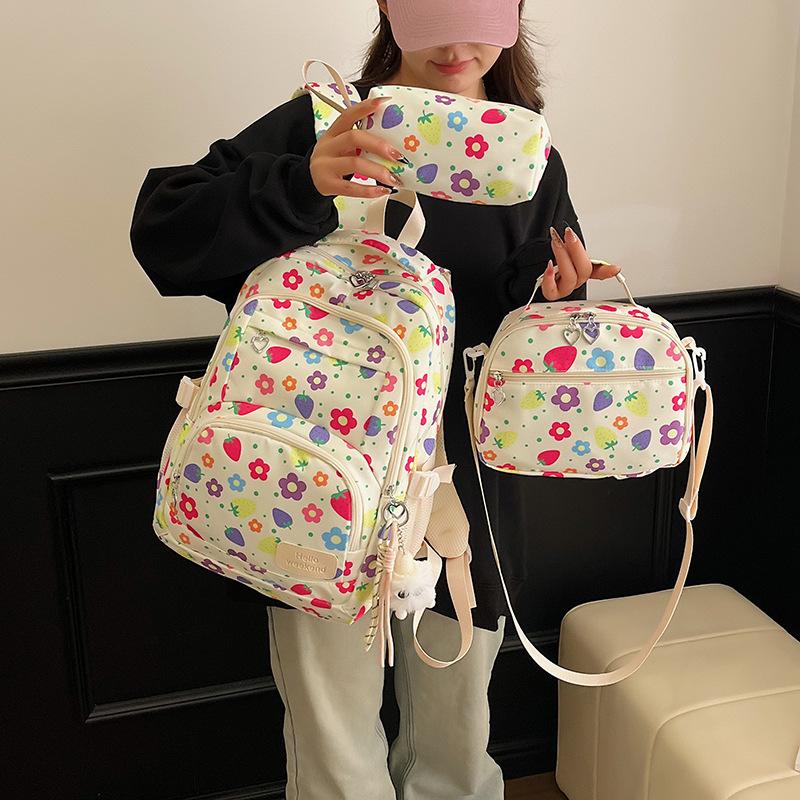 Schoolbag School Bag Female Elementary School Student Fashion Printed Backpack Large Capacity Junior High School Student College Style High School