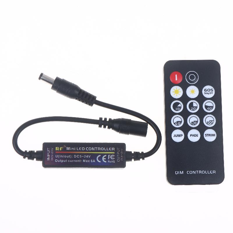 1 Set Mini RF Wireless 14Keys 2.4G Remote Control DC12V LED Dimmer 24V 5V 6A For 2835 5050 Single Color LED Strip Lights Dimmer
