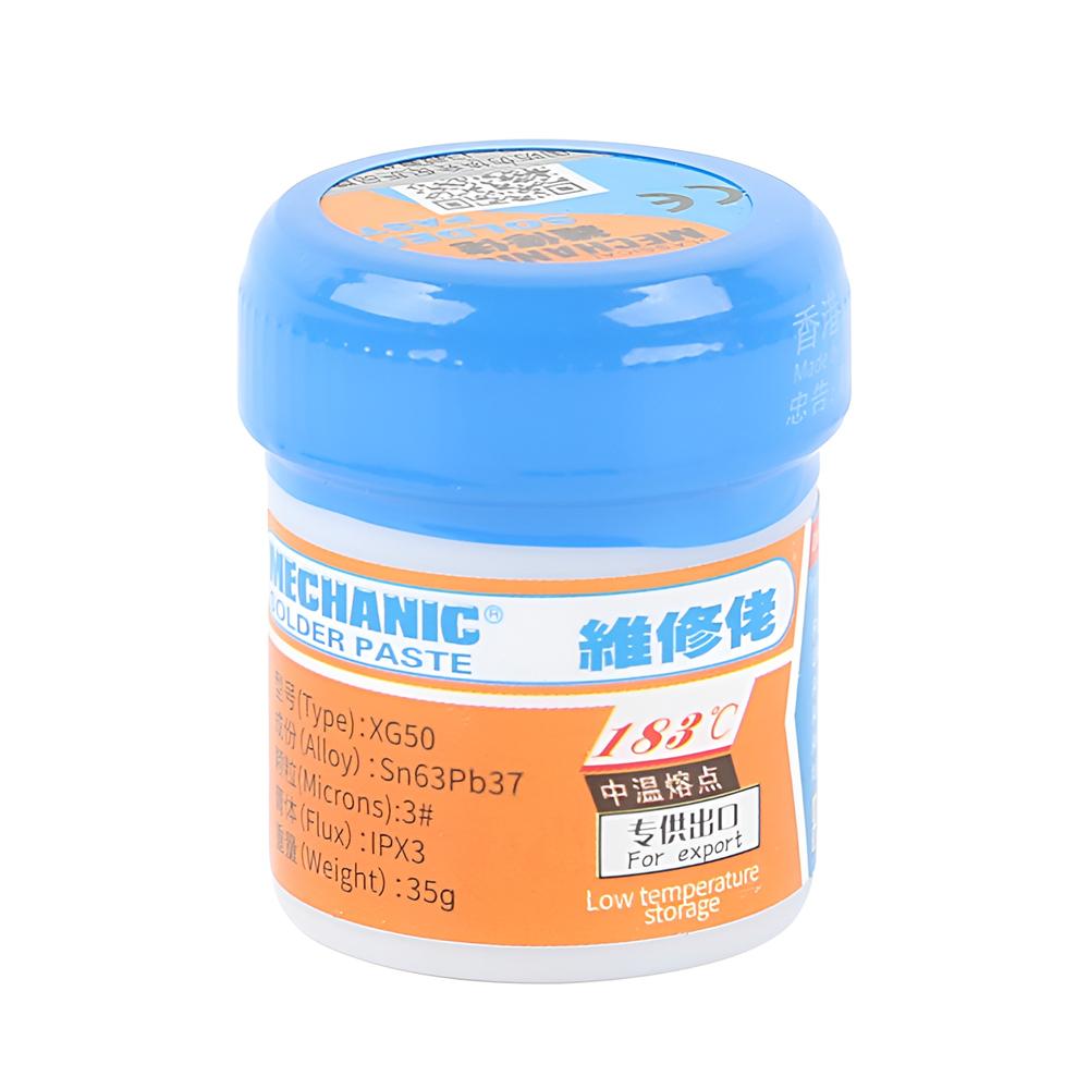 

MECHANIC XG50 Sn63/Pb37 Solder Tin Paste Melting Point 183℃ Soldering Flux Paste for Phone PCB Board SMD Chips Repair 1/2pcs