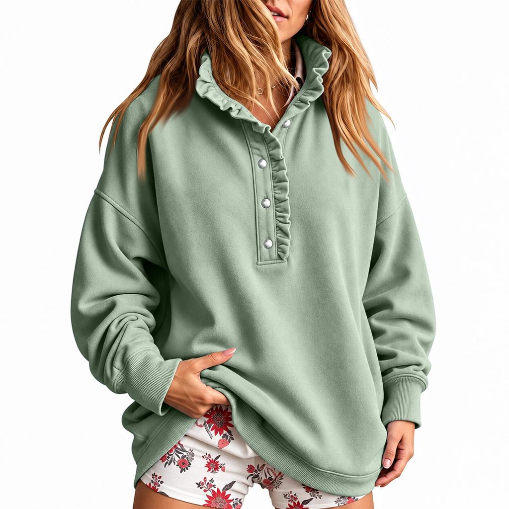 Women's Fashion Casual Retro Color Long Sleeve Pullover Top for Everyday Wear