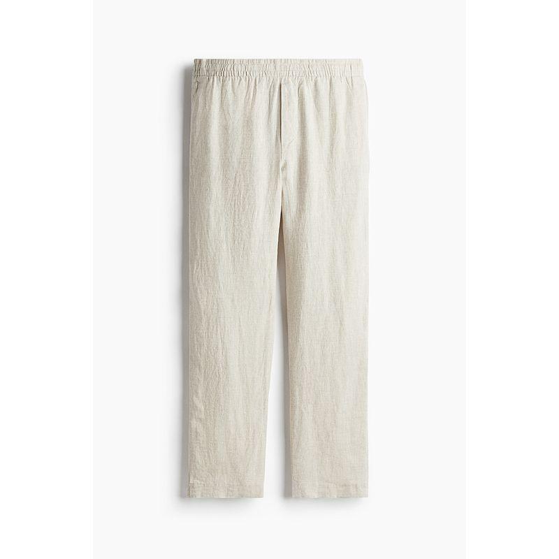 

HM Мужские повседневные брюки 2025 Лето Новые Дышащие Смесовые Льняные Свободные Прямые Повседневные Брюки 1253406