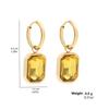Trendy Čtvercové Visací Náušnice s Cirkony pro Ženy Dívky Zlatá Barva Kovový Křišťálový Kámen Přívěsek Ušní Doplňky Cirkonové Dárky