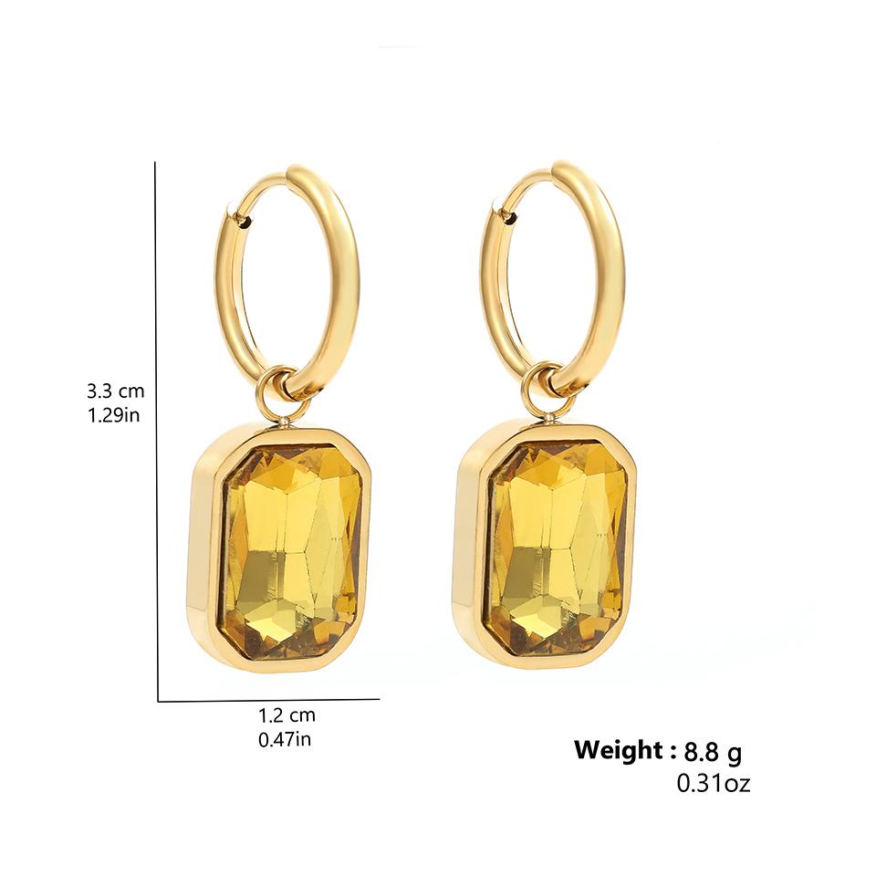 Trendige quadratische Zirkonia-Tropfen-Ohrstecker für Frauen Mädchen Goldfarbenes Metall Kristallstein Anhänger Ohren Accessoires Zirkon Geschenke