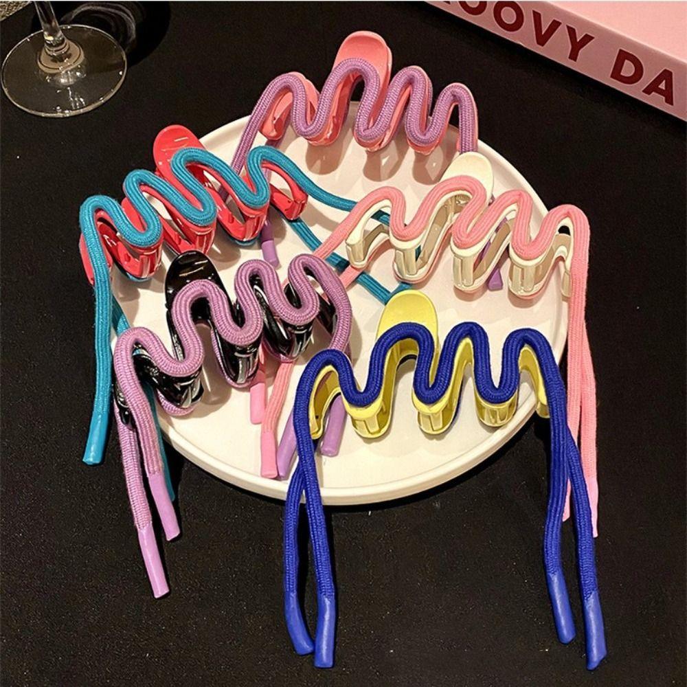 

Plastic Line Hair Claw Colorful Colorful Shark Clip Simple Wave Claw Clip Lady