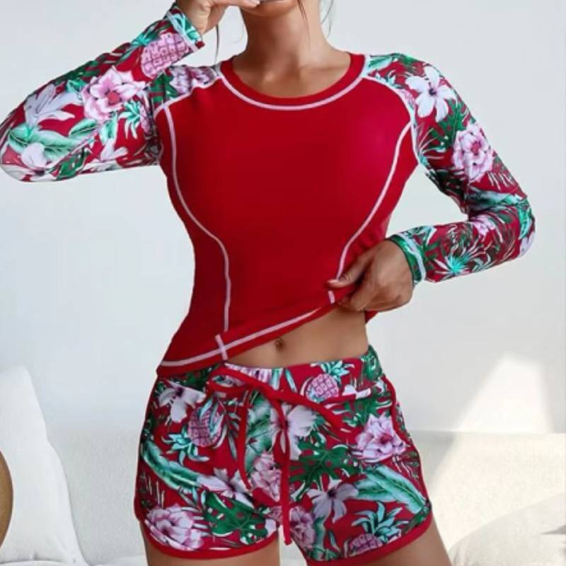 Costume da Bagno da Ragazza a Manica Lunga con Protezione UV per Sport Acquatici